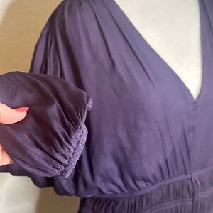 White House Black Market Long Sleeve Smocked Peplum Top -Size Large